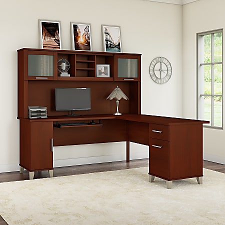 Bush Furniture Somerset L Shaped Desk With Hutch 72 W Hansen Cherry ...