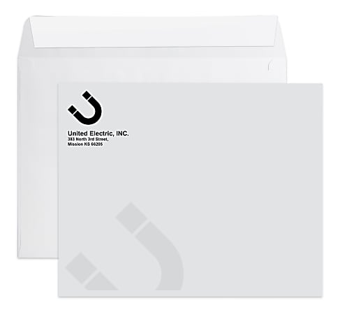 Custom 1-Color Catalog Mailing Envelopes, Open Side, Peel And Seal, 10" x 13", White Wove, Black Ink, Box Of 500 Envelopes