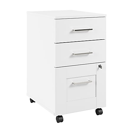 Bush Business Furniture Hampton Heights 3-Drawer Mobile File Cabinet, White, Standard Delivery