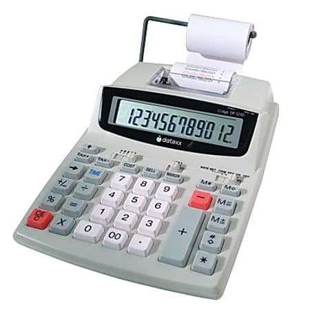 Datexx DP-32AD 12-Digit Printing Calculator, White