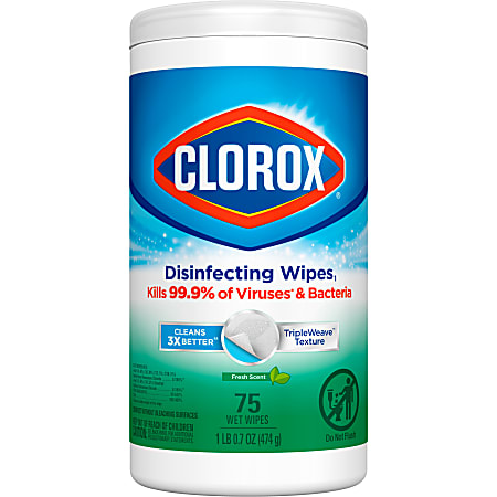 Clorox Bleach-Free Disinfecting Wipes, Fresh Scent, 75 Wipes Per Canister, Case Of 6 Canisters