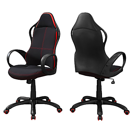 Monarch Specialties Ergonomic High-Back Office Chair, Black/Red