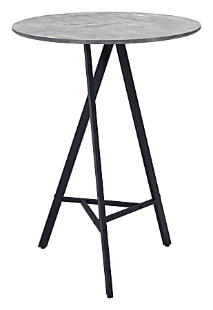 Zuo Modern Metz Steel Round Bar Table, 43-5/16"H x 31-1/2"W x 31-1/2"D, Gray