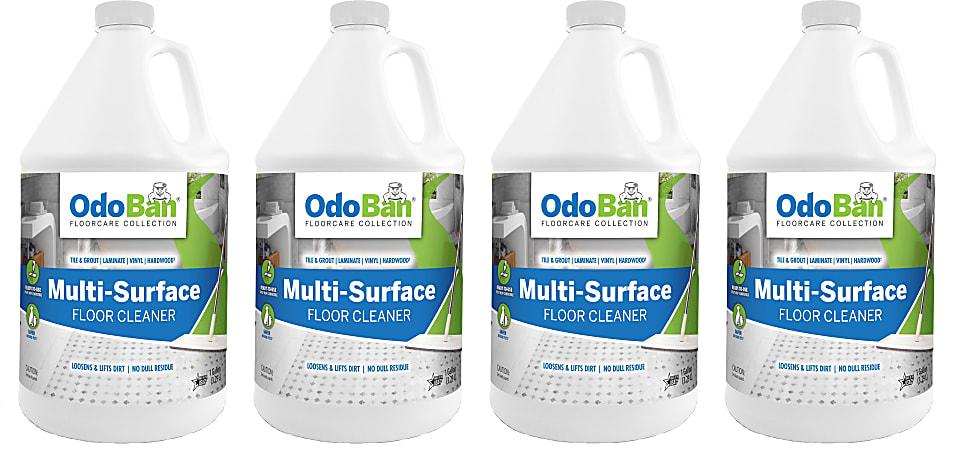 OdoBan Ready-to-Use Multi-Surface Floor Cleaner, 1 Gallon, Clear, Pack Of 4 Jugs