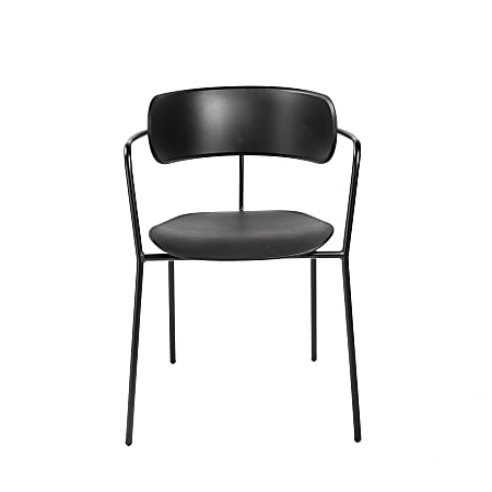 Eurostyle Paris Stacking Side Chairs, Black, Set Of 4 Chairs
