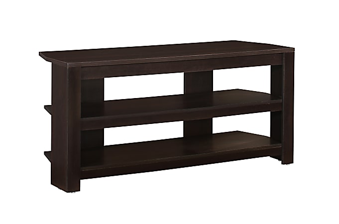 Monarch Specialties TV Stand, 3-Shelf, For Flat-Panel TVs Up To 40", Cappuccino