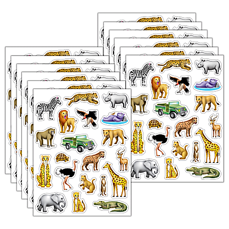 Teacher Created Resources Stickers, 2-1/2” x 1/2", Safari, 120 Stickers Per Pack, Bundle Of 12 Packs