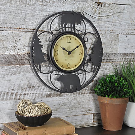 FirsTime® Wildlife Wire Wall Clock, 11", Black/Brown
