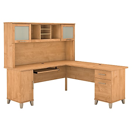 Bush Furniture Somerset L Shaped Desk With Hutch, 72"W, Maple Cross, Standard Delivery