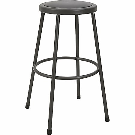 Lorell Metal Shop Stool - Vinyl Seat - Light Gray - Metal - 1 Each