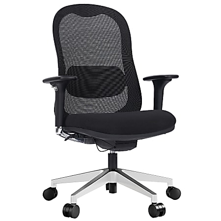 WorkPro&reg; Uomo Ergonomic Mesh/Fabric Mid-Back Office Chair, Black/Chrome, BIFMA Compliant