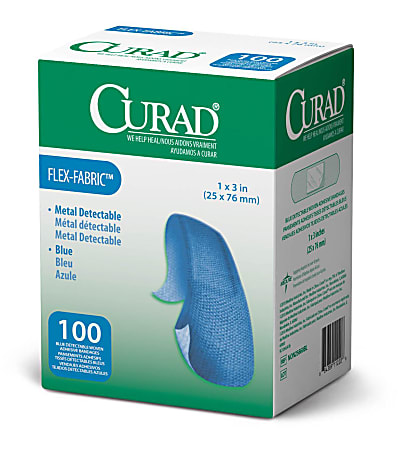CURAD® Food Service Adhesive Bandages, 1" x 3", Blue, Pack Of 1,200