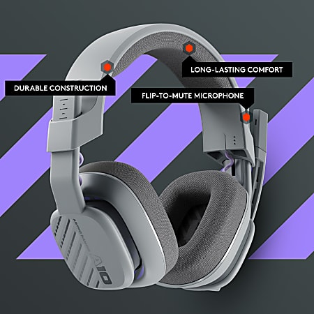 Logitech ASTRO A10 Gen 2 Wired Gaming Headset Gray Office Depot