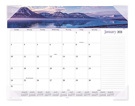 AT-A-GLANCE® Landscape Panoramic Monthly Desk Pad Calendar, 21-3/4" x 17", January To December 2021, 89802
