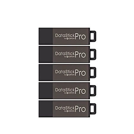 Centon DataStick Pro USB Flash Drives, USB 2.0, 64GB, Gray, Pack Of 5, S1-U2P5-64-5B