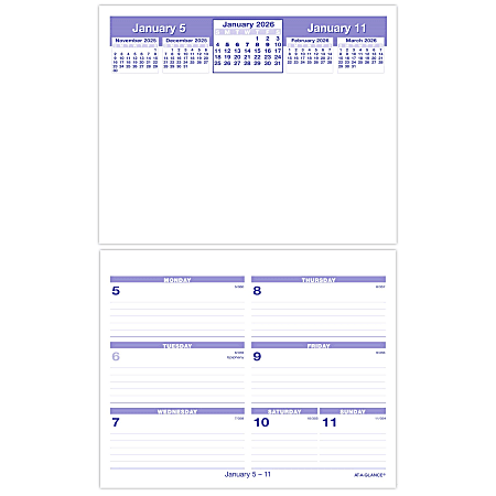 AT-A-GLANCE® FLIP-A-WEEK® 2026 Weekly Desk Calendar Refill, Small, 5 1/2" x 7"