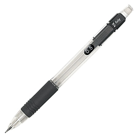 Zebra® Z-Grip™ Mechanical Pencils, 0.5 mm, Clear/Black Barrels, Pack Of 7 Pencils