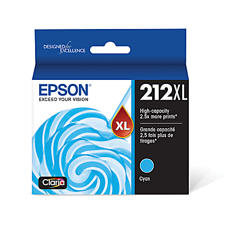 Epson® 212XL Claria® Cyan High-Yield Ink Cartridge, T212XL220-S