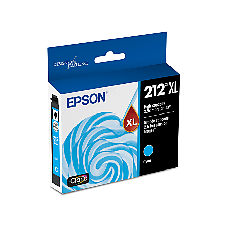 Epson® 212XL Claria® Cyan High-Yield Ink Cartridge, T212XL220-S