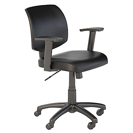 Bush Business Furniture Petite Bonded Leather Office Chair, Black, Standard Delivery