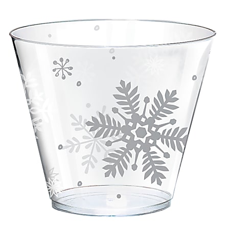 Amscan Christmas Plastic Tumblers, 9 Oz, Snowflake, Pack Of 80 Tumblers