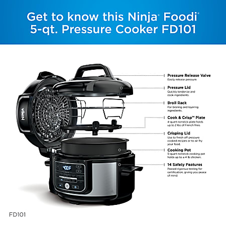 Ninja Foodi 10 in 1 5 Quart Pressure Cooker And Air Fryer SilverBlack -  Office Depot