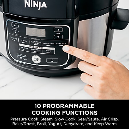 Ninja Foodi 9-in-1 Pressure Cooker and Air Fryer with Nesting Broil Rack, 5  Quart, Stainless Steel