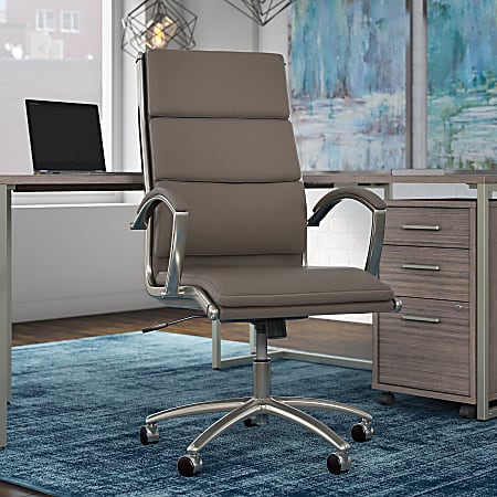Bush Business Furniture Modelo Bonded Leather High Back Office Chair Wash Gray Standard Delivery