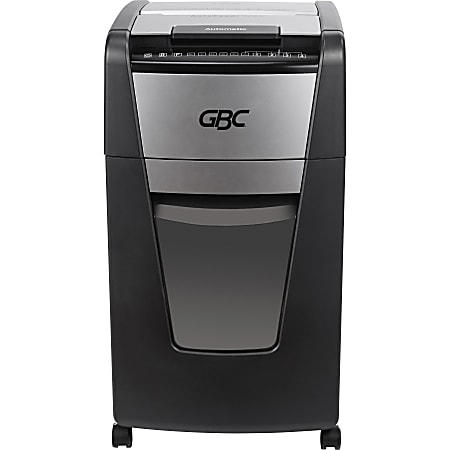 GBC AutoFeed+ Office Shredder, 300X, Super Cross-Cut, 300 Sheets - Continuous Shredder - Super Cross Cut - 10 Per Pass - for shredding Credit Card, Paper Clip, Staples, Paper - P-4 - 1 Hour Run Time - 16 gal Wastebin Capacity - Black