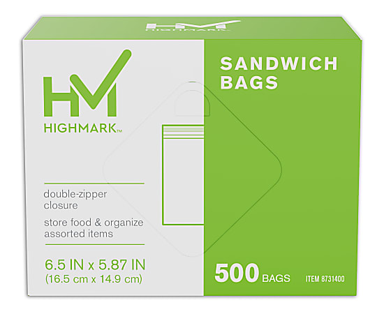 Highmark&reg; Plastic Storage Bags, Sandwich Size, Clear, Pack Of 500 Bags