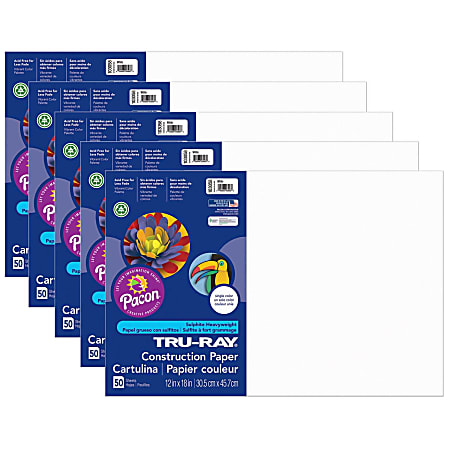 Tru Ray Construction Paper 50percent Recycled 9 x 12 White Pack Of 50 -  Office Depot