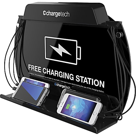 ChargeTech Wall/Tabletop Charging Station, 13” x 19” 2-1/2”, Black, CRGCT300061