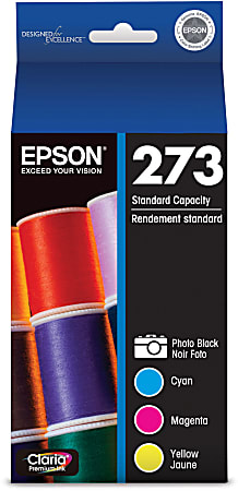 Epson® 273 Claria® Premium Black And Cyan, Magenta, Yellow Ink Cartridges, Pack Of 4, T273520-S
