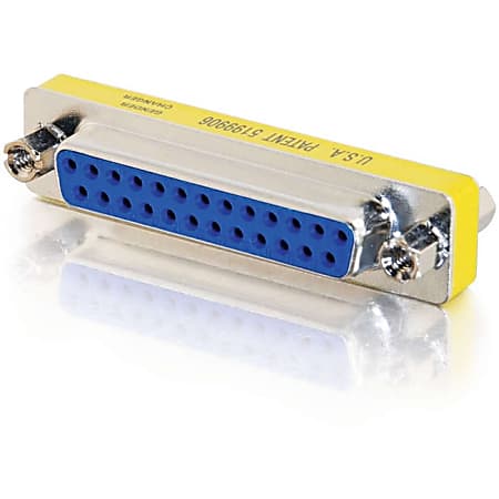 C2G DB25 Mini Gender Changer (Coupler) - F/F - 1 x 25-pin DB-25 Female - 1 x 25-pin DB-25 Female - Silver, Yellow - 1 Each