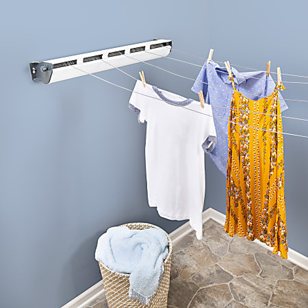 Honey Can Do 5-Line Retractable Outdoor Clothesline, 5”H x 8-9/16”W x 36-5/8”D, White