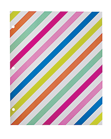Divoga® 2-Pocket Paper Folder, Sweet Smarts Collection, Letter Size, Rainbow Stripes