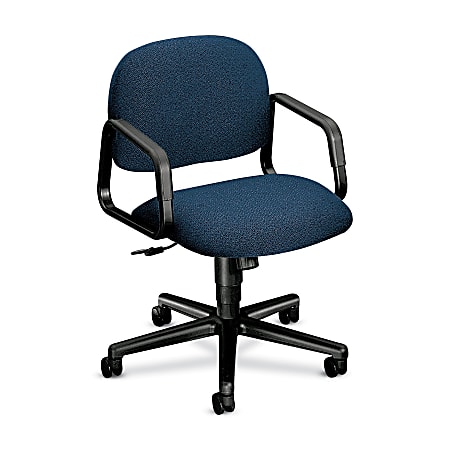 HON® 4000 Series Solutions Mid-Back Chair, 35 1/2"H x 26"W x 26 1/4"D, Black Frame, Blue Fabric