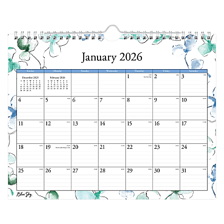 2026 Blue Sky Monthly Wall Calendar, 11” x 8-3/4”, Lindley, January To December, 404275
