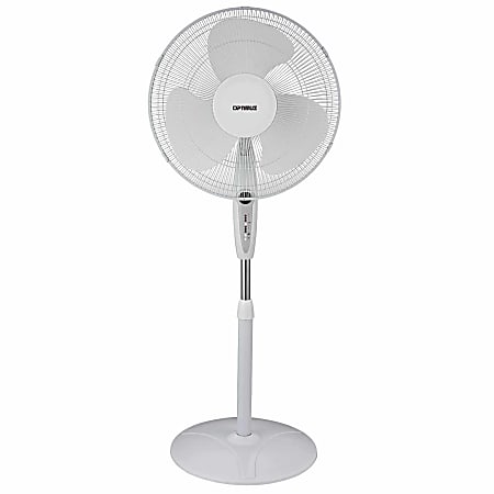 Optimus 16" Adjustable Oscillating Stand Fan With Remote Control, White