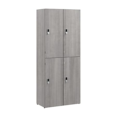 Bush Business Furniture Assure Two Tier 4 Door Storage Lockers with Keypad Locks, Platinum Gray, Standard Delivery