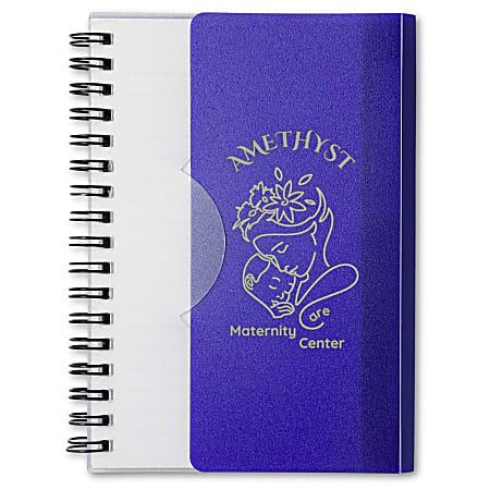 Custom Printed 1-Color Mini Poly Tuck-In Cover Spiral Notebooks, 4-1/2" x 6", Wide Ruled, 60 Sheets, Assorted Color, Box Of 60