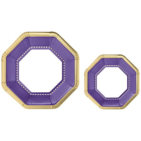 Amscan Octagonal Premium Plates, New Purple, 20 Plates Per Pack, Case Of 2 Packs