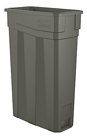 Suncast Commercial Narrow Rectangular Resin Trash Can, 23 Gallons, 30"H x 11"W x 20"D, Gray