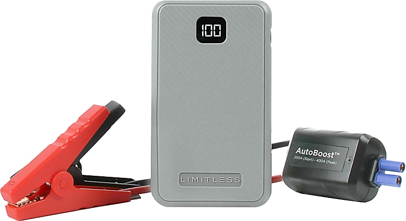 Limitless Innovations AutoBoost Portable Jump Starter/Power Bank/Flashlight, Sleet, LIM-ABST-030