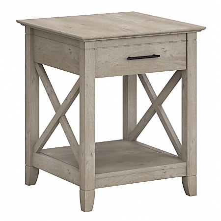 Bush Furniture Key West End Table With Storage, Washed Gray, Standard Delivery
