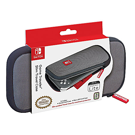 Nintendo Game Traveler Slim Travel Case For Nintendo Switch Lite, 5-1/2"H x 9"W x 1"D, Gray