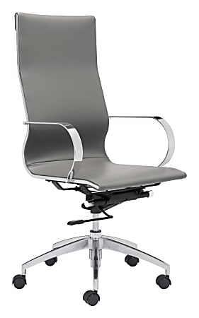 Zuo® Modern Glider High-Back Chair, Gray/Chrome