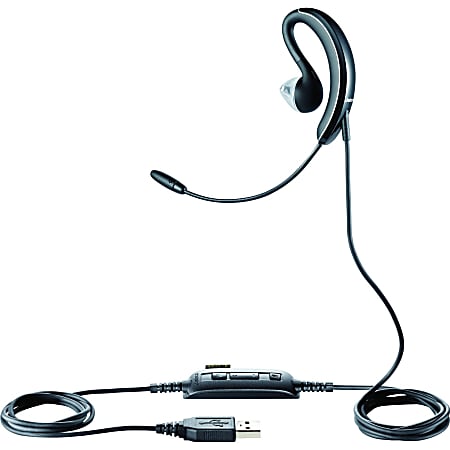 Jabra® UC Voice 250 Wired Mono Behind-The-Ear Headset, Black/Silver