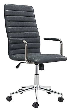 Zuo® Modern Pivot High-Back Office Chair, Vintage Black/Chrome