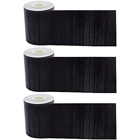 Teacher Created Resources® Straight Rolled Border Trim, Black Wood, 50’ Per Roll, Pack Of 3 Rolls